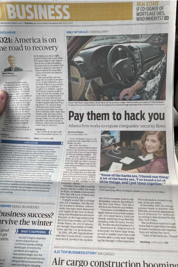 AJC newspaper article featuring raxis