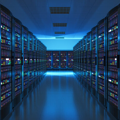 Server room interior in datacenter